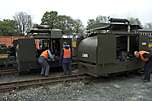 The two restored protected Simplexes receive attention in Minffordd Yard.       (30/04/2005)