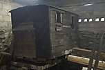 The gala gave an opportunity to examine the Type 2 Quarrymans carriage body in the shed at Minffordd Yard.       (30/04/2005)