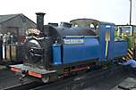 A blue ‘Welsh Pony’ outside at Boston Lodge.       (01/05/2005)