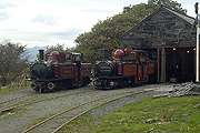 The old loco shed was home to the fleet for the weekend.  ‘David Lloyd George’ is put away for the night.   (14/10/2005)