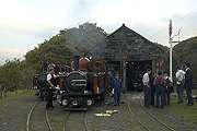 Saturday morning at Boston Lodge with three traditional outline double engines.        (15/10/2005)