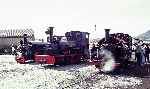 A line-up at Boston Lodge, from left to right, ‘Charles’, ‘Lilla’ and ‘Palmerston’.   (02/05/1993)