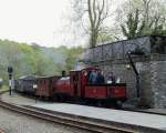 After running round, ‘Prince’ propels its rake to the top of Tanybwlch loop and takes water.   (04/05/2003)