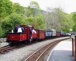 Sitting in the siding at Tanybwlch, ‘Prince’ waits for up and down passenger trains to cross.   (04/05/2003)