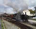 The Earl makes an atmospheric departure from Harbour station, Porthmadog.   (03/05/2004)