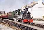 ‘Blanche’ pulls away from Porthmadog Harbour station with an afternoon train   (21/09/1996)
