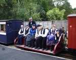 The ‘flying bench’ at Tanybwlch with a suitably attired complement of passengers   (12/10/2002)