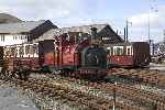 Porthmadog Harbour station was a hive of activity all Friday afternoon as ‘Prince’ was used to shunt the stock for the weekend.   (24/09/2004)