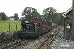 Running a little late, possibly due to difficulties getting the brakes to release, the Simplex approaches Minffordd.   (25/09/2004)
