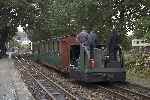 The Simplex propels carriages 20 and 10 down the loop at Minffordd.   (25/09/2004)