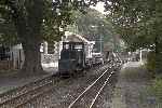 Late in the day, ‘Moelwyn’ arrives at Minffordd with a 1950s works train to Blaenau Ffestiniog.   (25/09/2004)