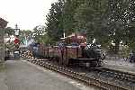 The coal train sets back along the mineral line at Minffordd.   (26/09/2004)