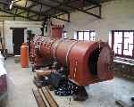 The boiler of Thomas Green & Co. ‘Barber’ inside the locomotive shed.   (19/04/2003)