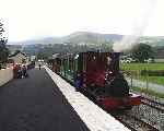 Ready to depart along the new line, ‘Elidir’ stands in the station at Llanberis.   (06/08/2003)