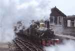 ‘River Irt’ departs from Ravenglass in a cloud of steam   (10/07/1985)