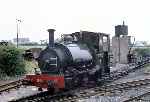 ‘Sir Haydn’ moves off the coaling stage road at Tywyn Wharf station   (31/07/1981)