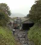 ‘Sir Haydn’ is seen in the distance as the next train is prepared at Tywyn Pendre.   (27/09/2004)