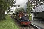 An up train arrives at Rhydyronen with ‘Sir Haydn’ in charge.   (27/09/2004)