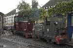 The two Talyllyn Rustons, No 6 ‘Merseysider’ and No 5 ‘Midlander’ shunting in Pendre yard.   (27/09/2004)