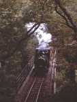 ‘Talyllyn’ crosses Dolgoch viaduct on the approach to the station   (23/09/2001)