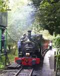 ‘Talyllyn’ takes water from the replacement water tank at Dolgoch station   (23/09/2001)