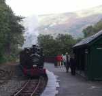 ‘Talyllyn’ and the vintage train after arrival at the Nant Gwernol terminus   (23/09/2001)