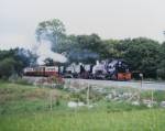 Garratts 143 and 138 approach Tryfan Junction   (17/09/2000)