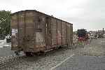 Delivered earlier in the year, this South African brake van awaits restoration in Dinas Yard.   (11/09/2004)
