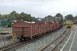 The bogie open wagons were regularly shunted on and off trains at Dinas throughout the weekend.   (11/09/2004)