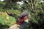Another view of ‘Prince’ approaching Plas-y-nant overbridge with the early vintage train   (27/09/2003)