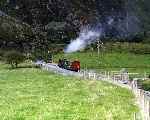 ‘Prince’ and train disappear into the distance beyond Castell Cidym   (27/09/2003)
