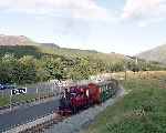 Arrival at Rhyd Ddu, ‘Prince’ runs into the platform with the vintage train   (28/09/2003)